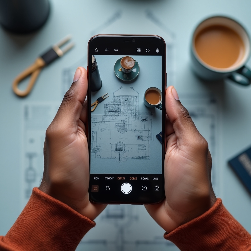 Ruce upravující produktovou fotku v mobilní aplikaci